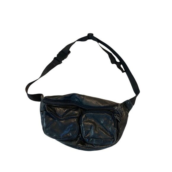 Toni Handbags - Toni Vintage Black Leather Fanny Waist Pack Multiple Compartments Adjustable